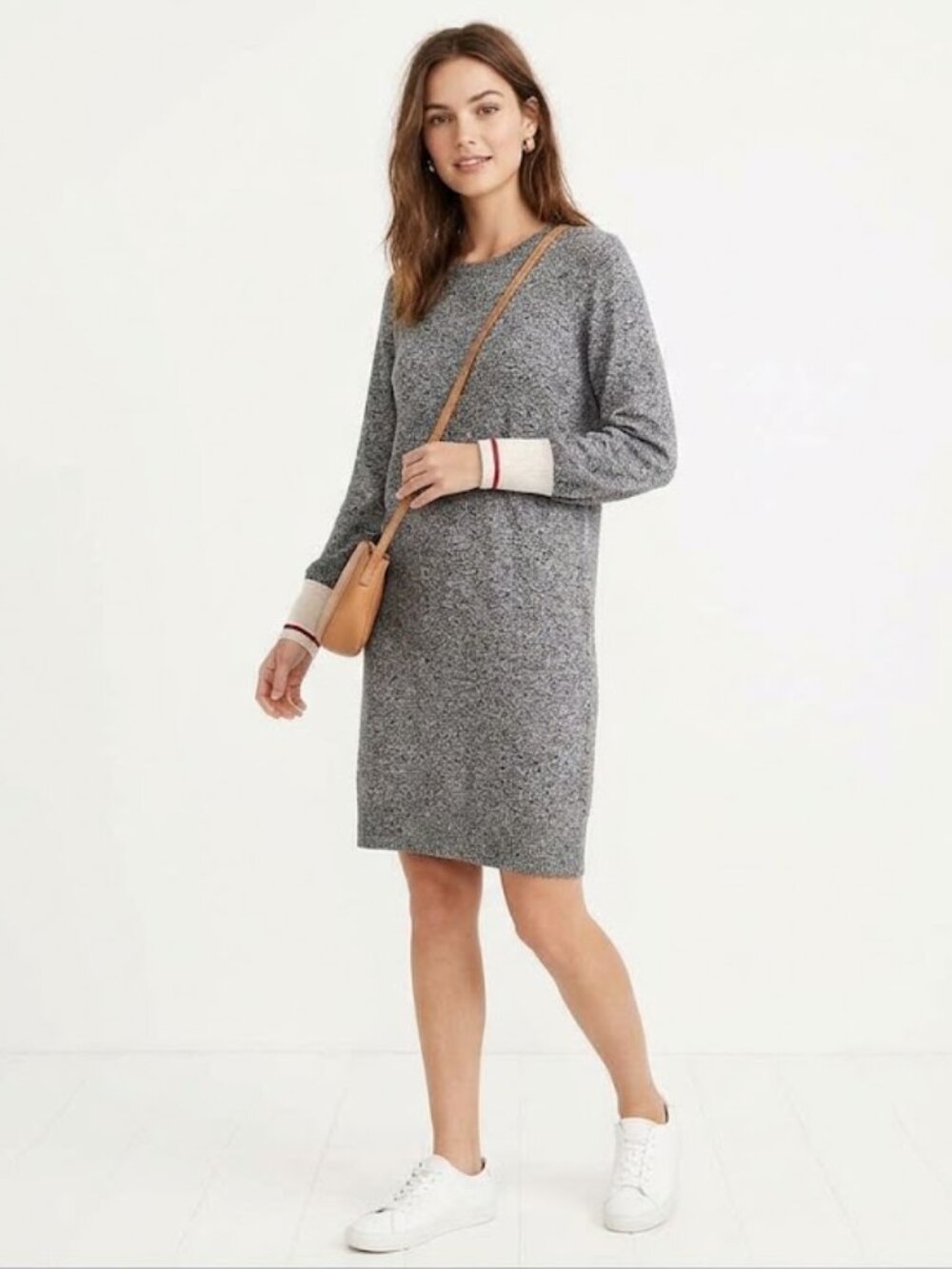 Roots Grey Knit Long Sleeve Sweater Dress Size Small